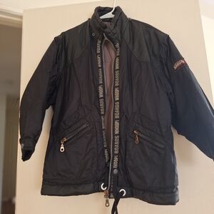 Black Windbreaker Jacket with Logo Accents